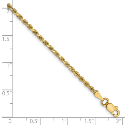 10K Gelbgold 2mm Diamantiert Kordel Halskette