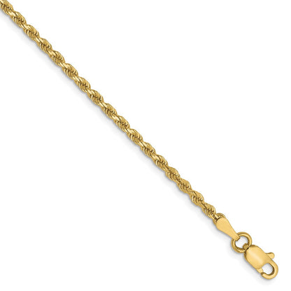 10K Gelbgold 2mm Diamantiert Kordel Halskette