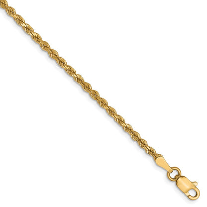10K Gelbgold 2.25mm Diamantiert Kordel Halskette