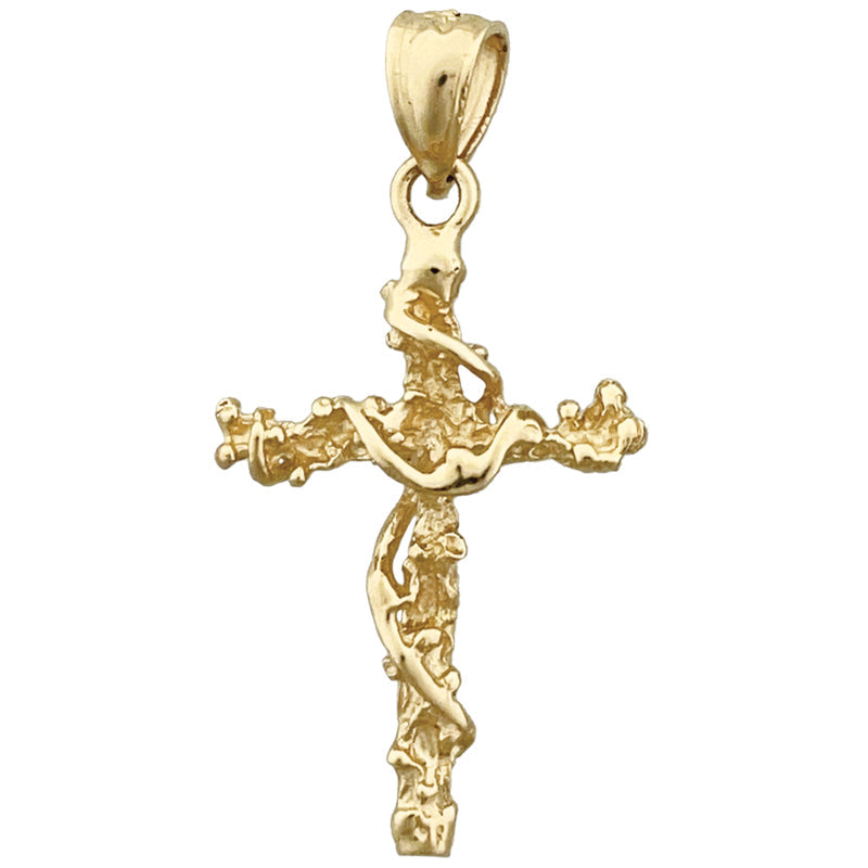 14K Gold Nugget-Kreuz mit Schärpe 3D-Charm