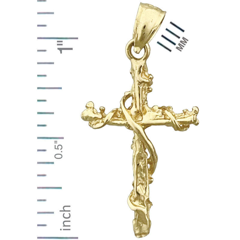 14K Gold Nugget-Kreuz mit Schärpe 3D-Charm