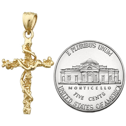 14K Gold Nugget-Kreuz mit Schärpe 3D-Charm