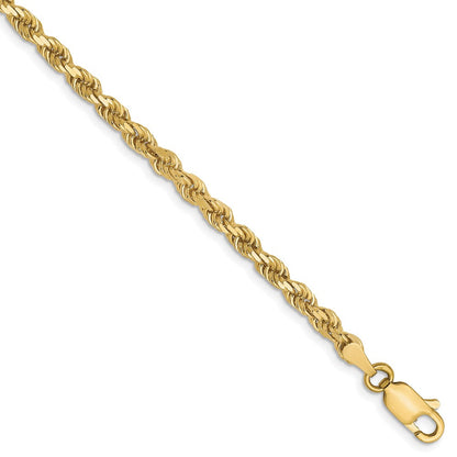10K Gelbgold 3mm Diamantiert Kordel Halskette