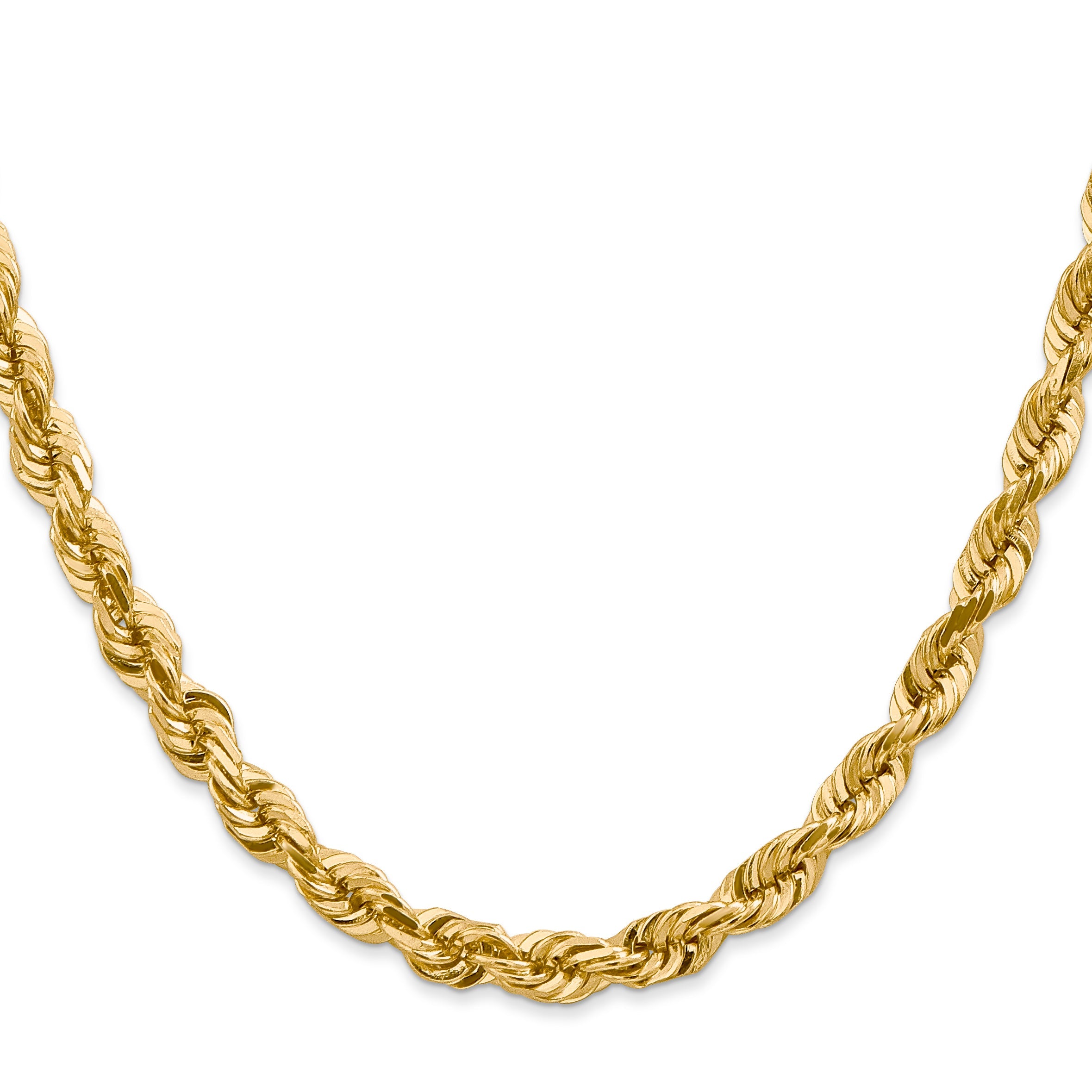 10K Gelbgold 5.5mm Diamantiert Kordel Halskette