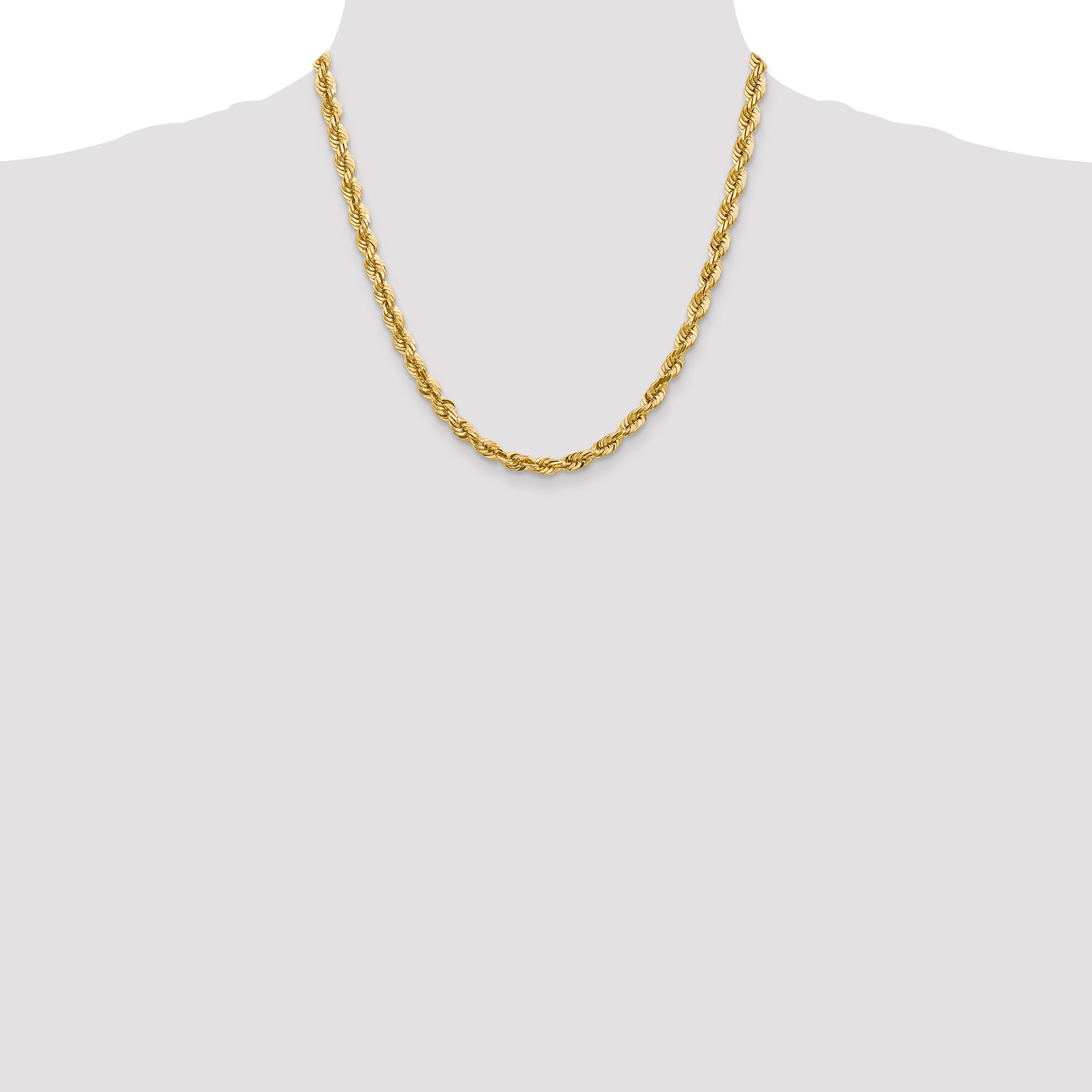 10K Gelbgold 5.5mm Diamantiert Kordel Halskette
