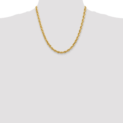 10K Gelbgold 5.5mm Diamantiert Kordel Halskette