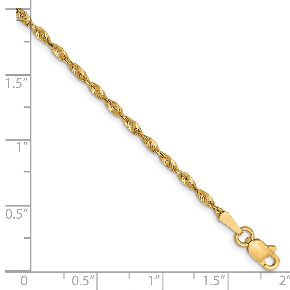 10K Gelbgold 1.8mm Diamantiert Leicht Kordel Halskette