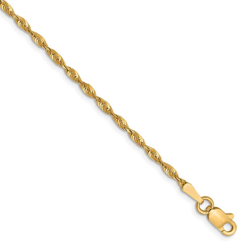 10K Gelbgold 1.8mm Diamantiert Leicht Kordel Halskette