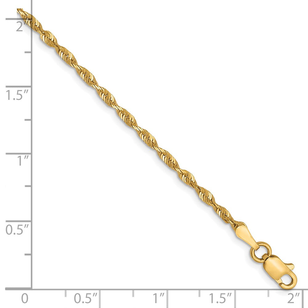 10K Gelbgold 2mm Diamantiert Leicht Kordel Halskette