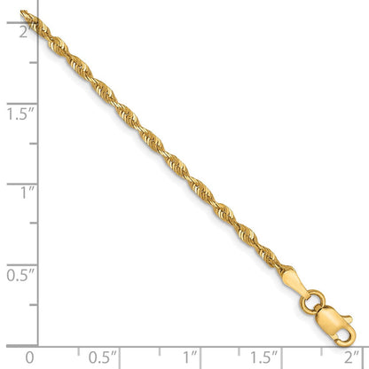 10K Gelbgold 2mm Diamantiert Leicht Kordel Halskette