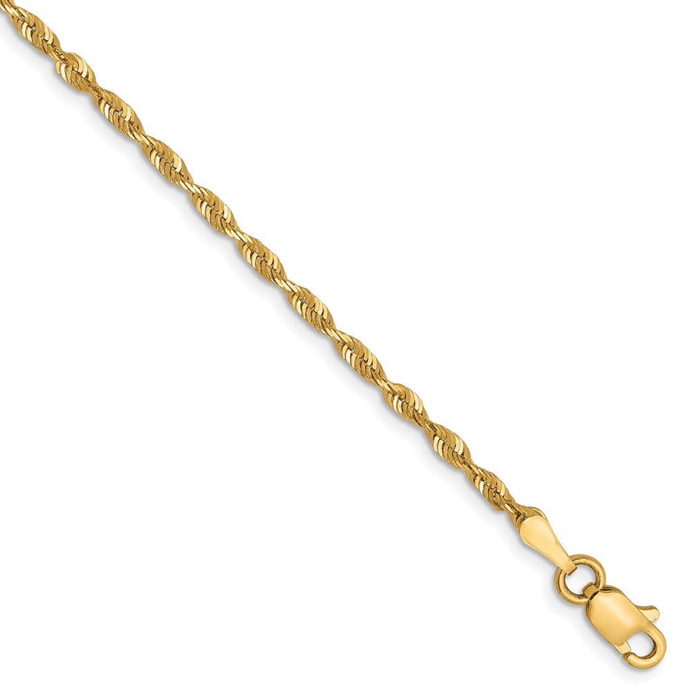 10K Gelbgold 2mm Diamantiert Leicht Kordel Halskette