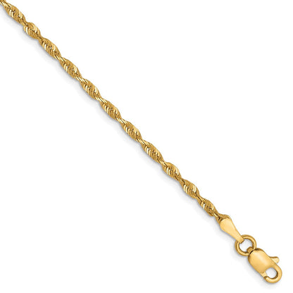 10K Gelbgold 2mm Diamantiert Leicht Kordel Halskette