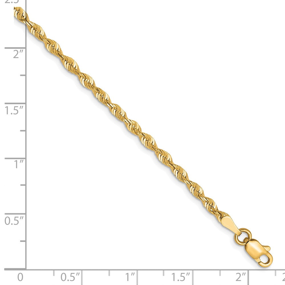 10K Gelbgold 2.5mm Diamantiert Leicht Kordel Halskette