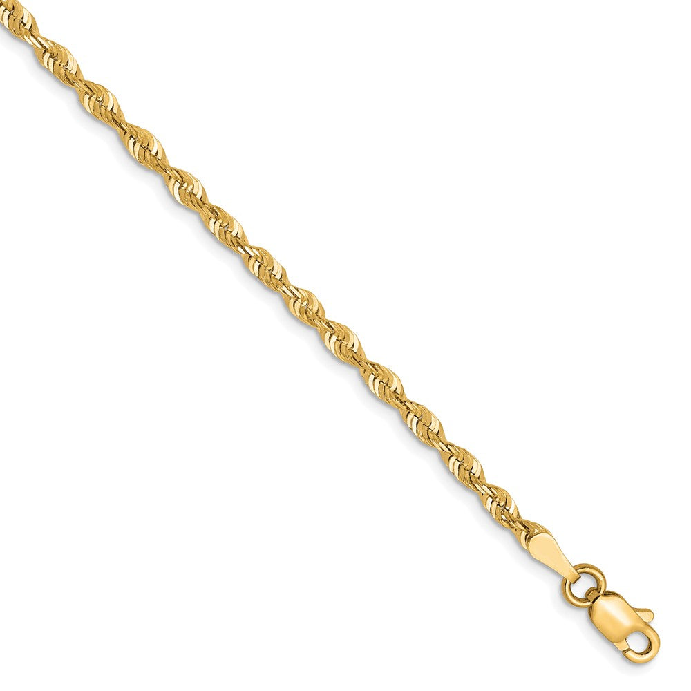 10K Gelbgold 2.5mm Diamantiert Leicht Kordel Halskette