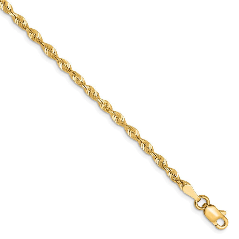 10K Gelbgold 2.5mm Diamantiert Leicht Kordel Halskette