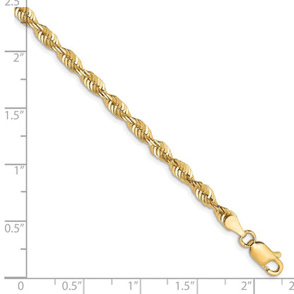 10K Gelbgold 3.5mm Diamantiert Leicht Kordel Halskette