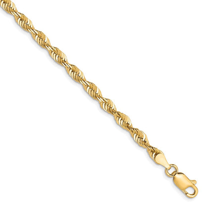 10K Gelbgold 3.5mm Diamantiert Leicht Kordel Halskette