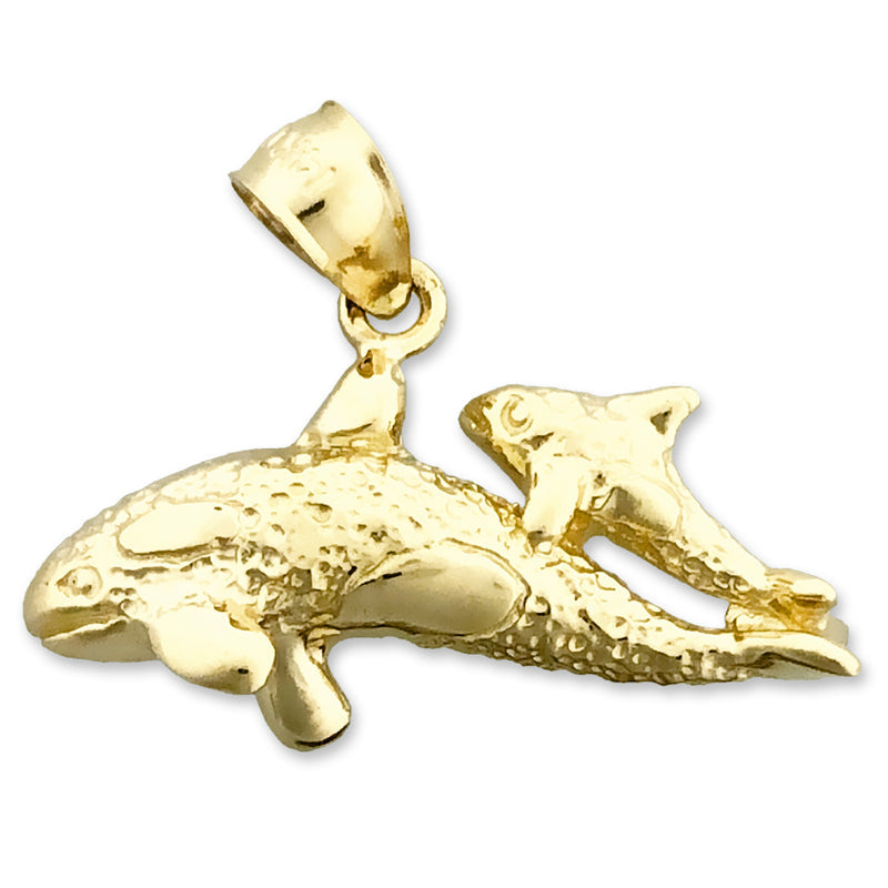 14K Gold Wal-und-Kalb-Charm