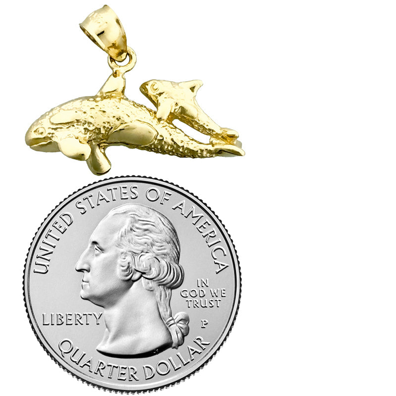 14K Gold Wal-und-Kalb-Charm