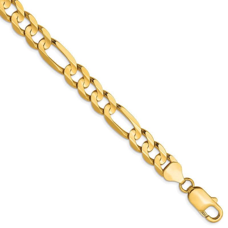 10K Gelbgold 7.5mm Konkav Figaro Armband