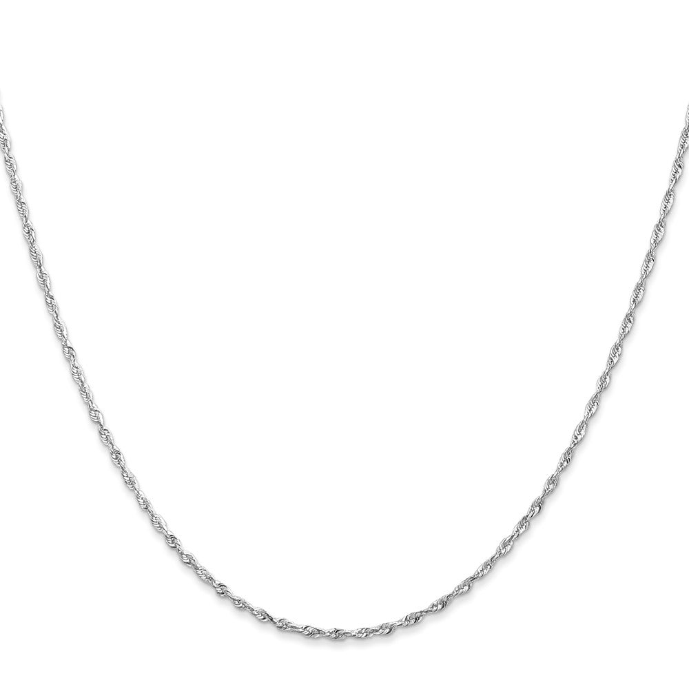 10K Weißgold 2.5mm Diamantiert Leicht Kordel Halskette
