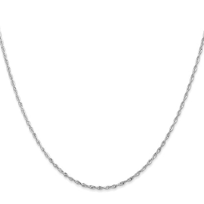 10K Weißgold 2.5mm Diamantiert Leicht Kordel Halskette