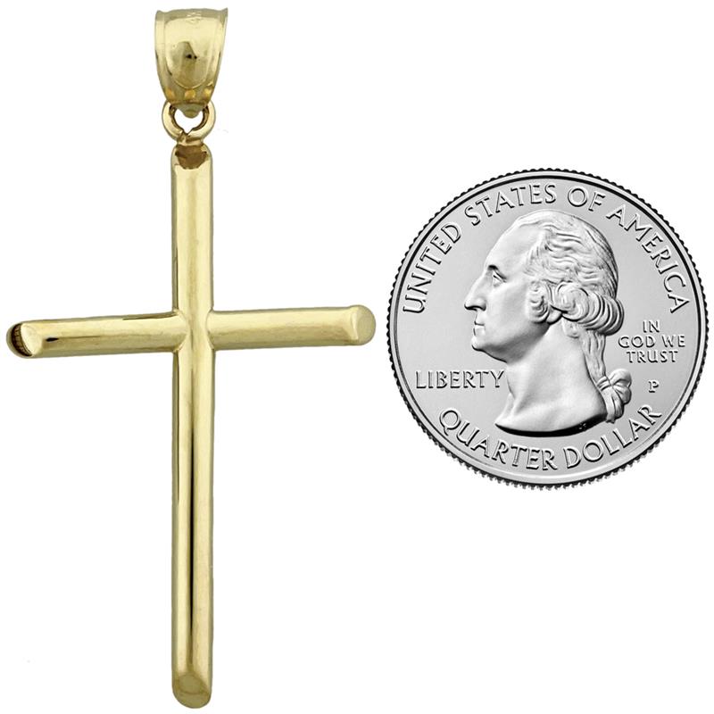 14K Gold 40mm Kreuzanhänger mit abgeschrägtem Rand