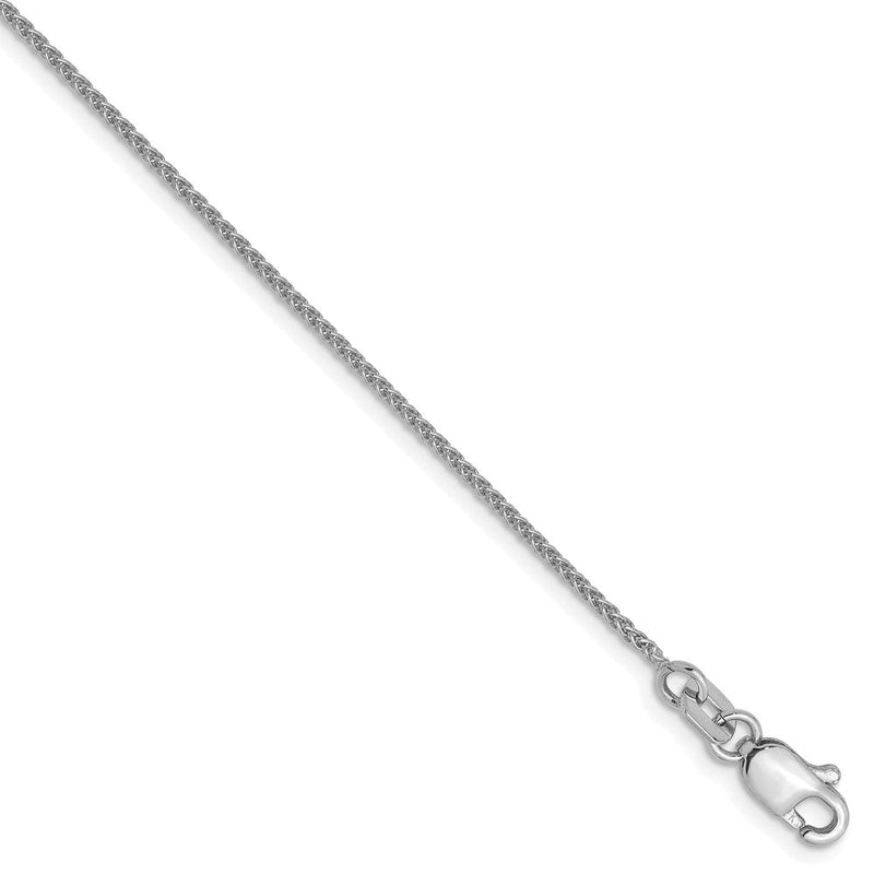 9 Zoll 10K Weißgold 1mm Ährenkette Kette Fußkettchen