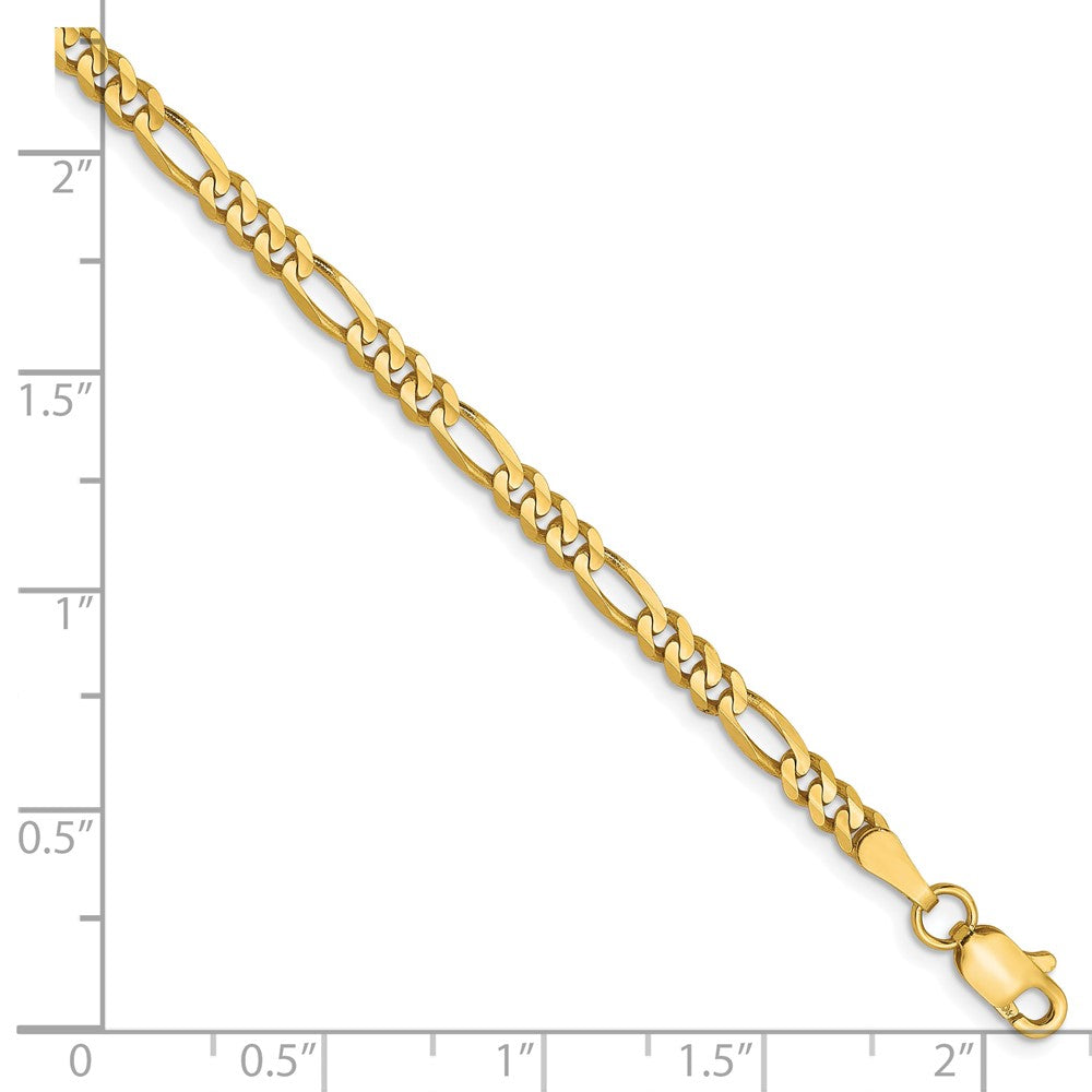 10K 3mm Konkav Figaro Gliederarmband