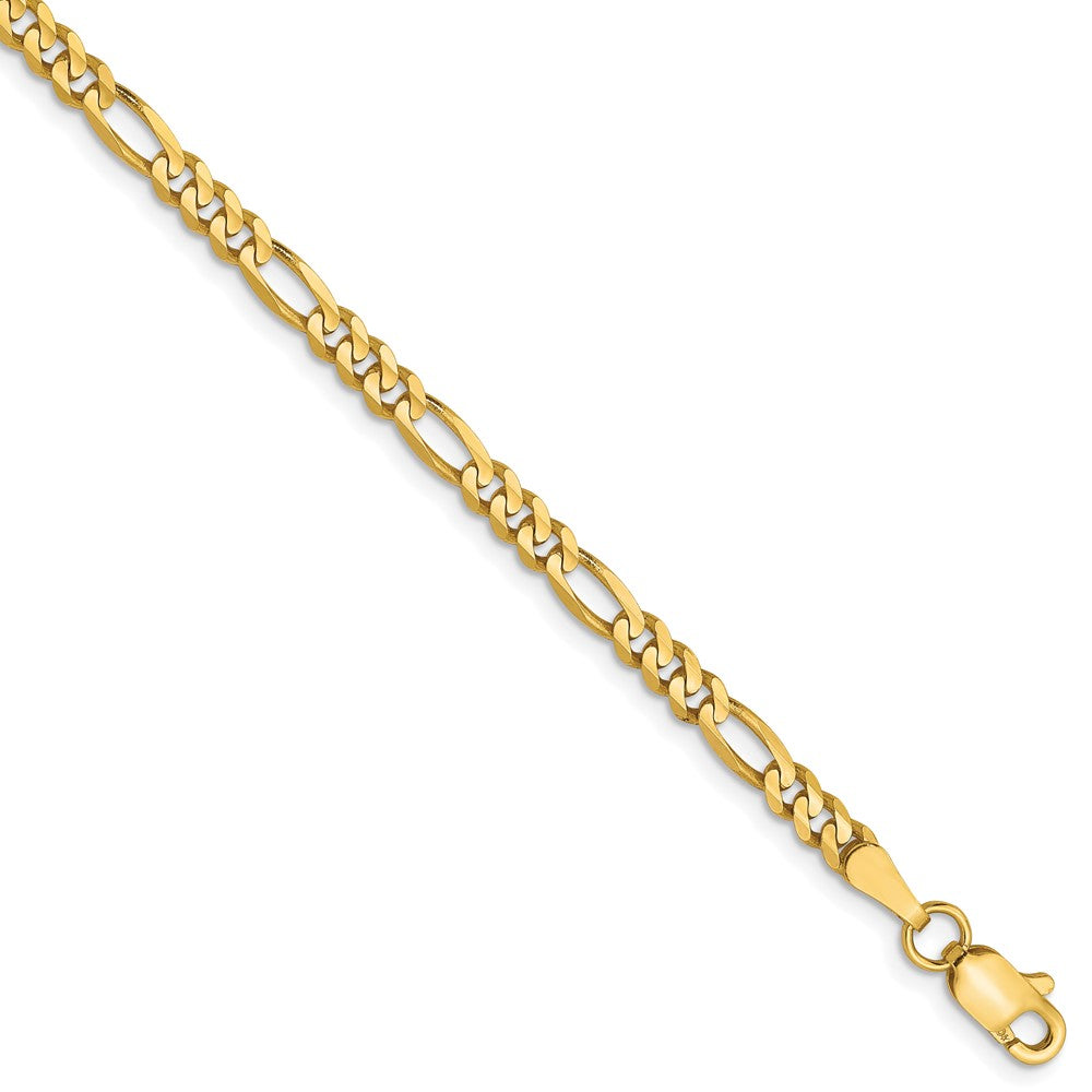 10K 3mm Konkav Figaro Gliederarmband