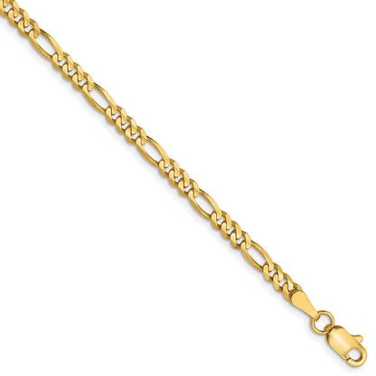10K 3mm Konkav Figaro Gliederarmband