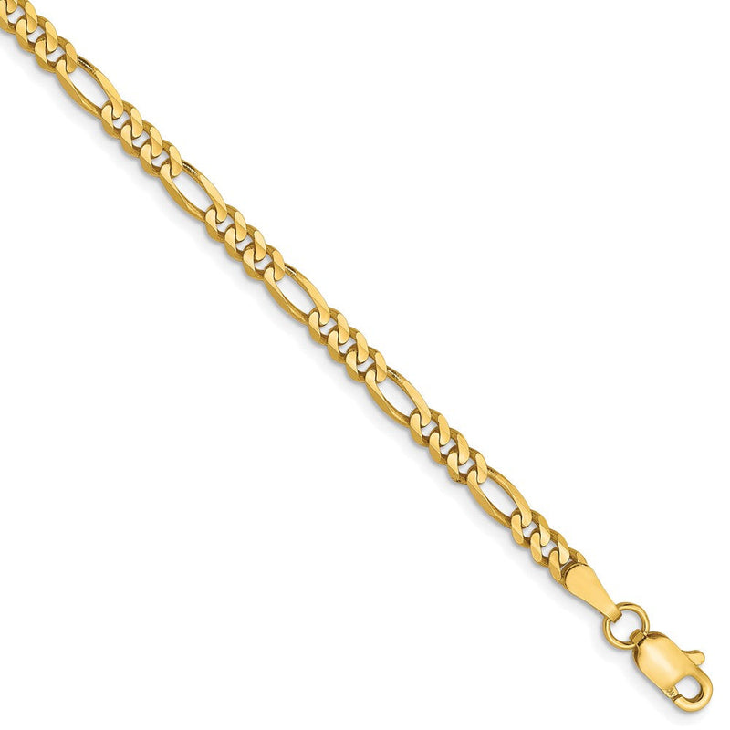10K 3mm Konkav Figaro Gliederarmband