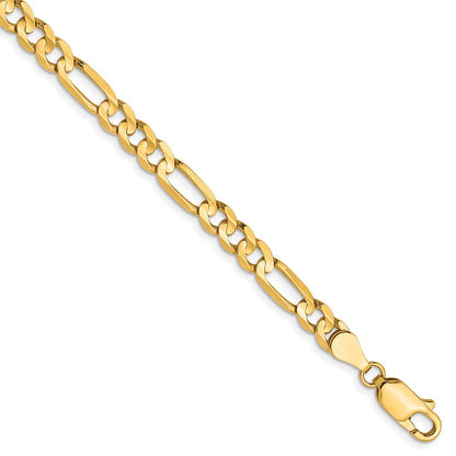 10K Gelbgold 4.5mm Konkav Figaro Gliederarmband
