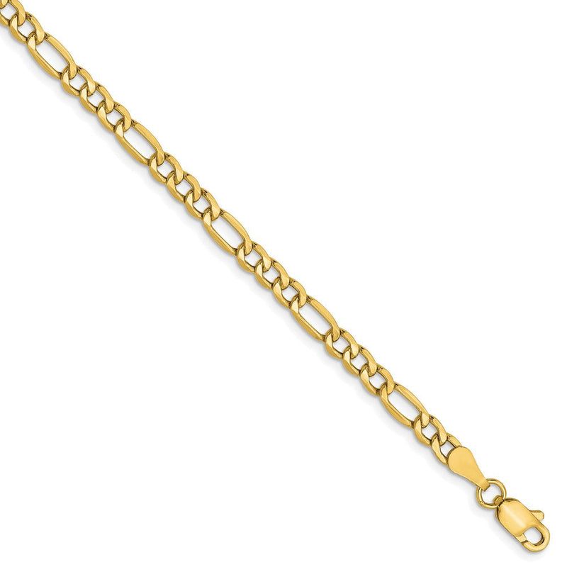 10K 3.5mm Halbmassiv Figaro Gliederarmband