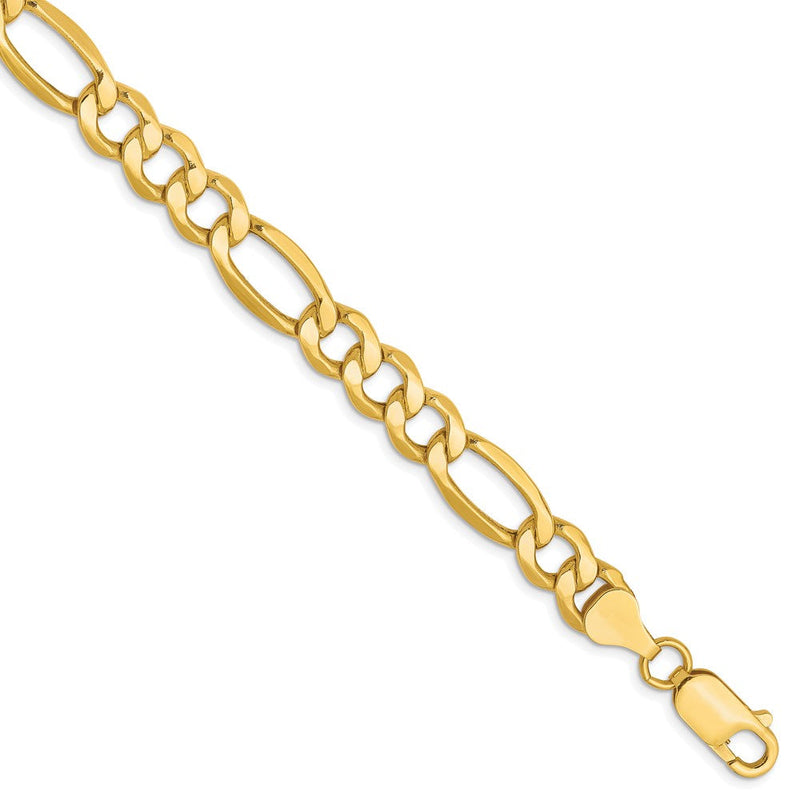10K 7.3mm Halbmassiv Figaro Gliederarmband