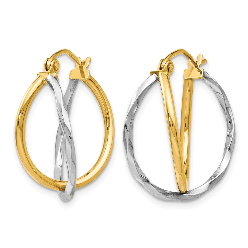 14K Bicolor Poliert Klappbar Ohrringe