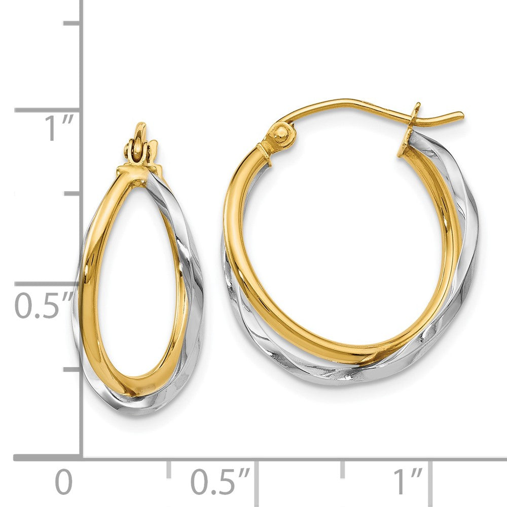 14K Bicolor Poliert Klappbar Ohrringe