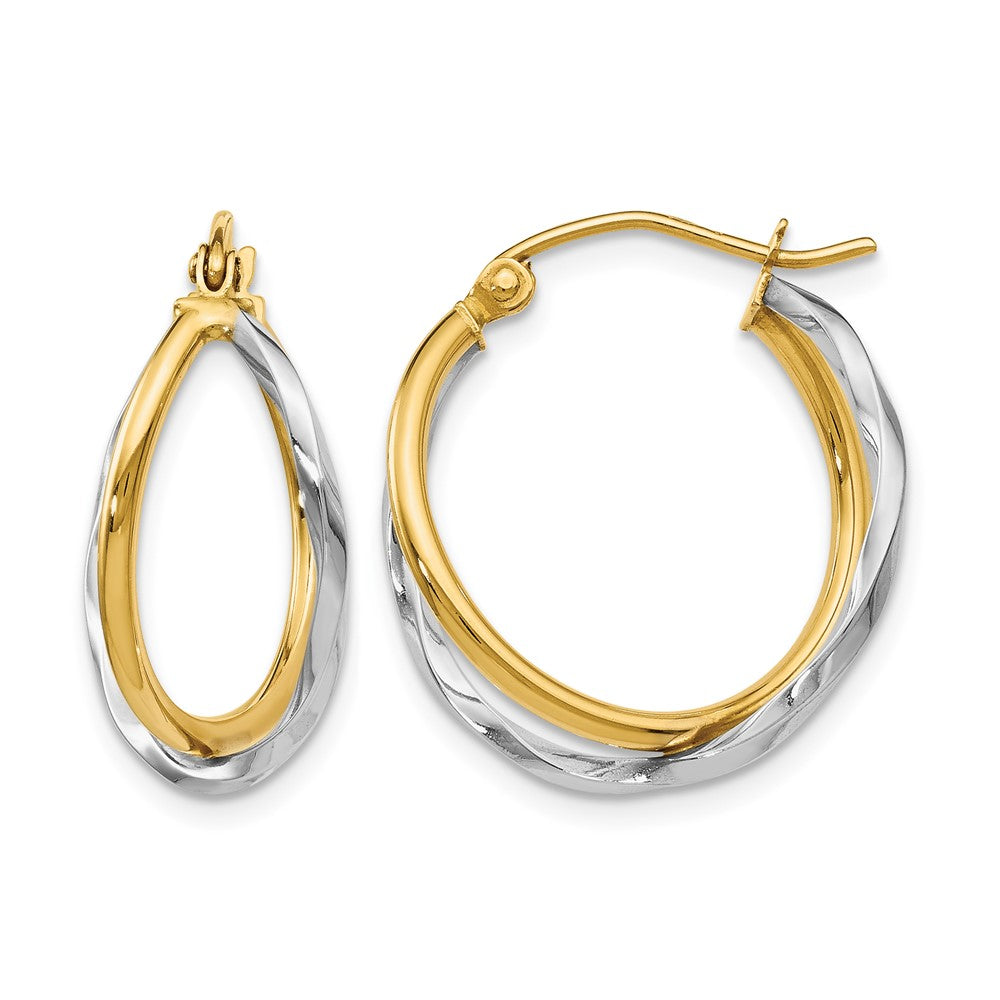 14K Bicolor Poliert Klappbar Ohrringe