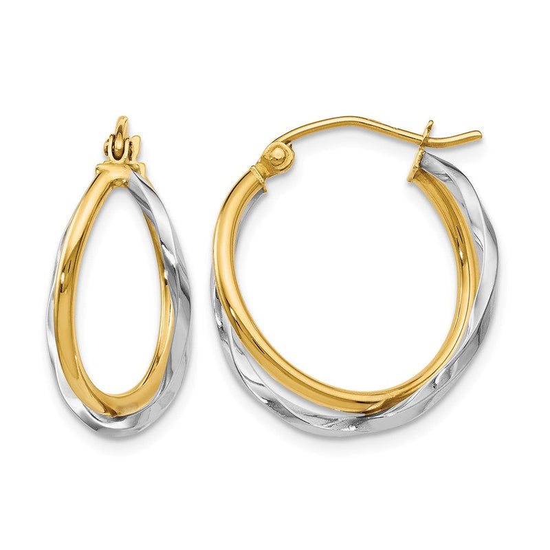 14K Bicolor Poliert Klappbar Ohrringe