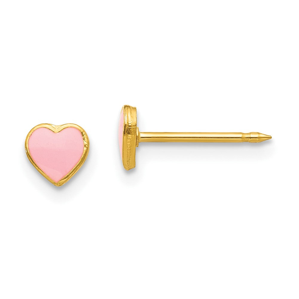 Edelstahl Inverness 24K Vergoldet Rosa Emaille Herz Ohrringe