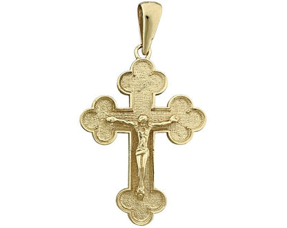 14K Gold Orthodoxes Kruzifix-Anhänger