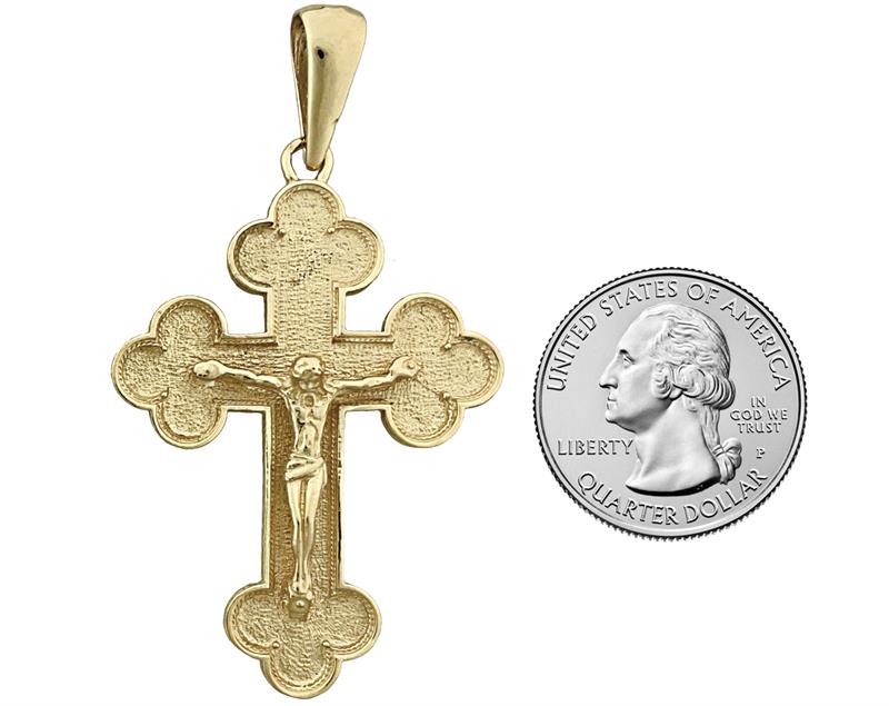 14K Gold Orthodoxes Kruzifix-Anhänger