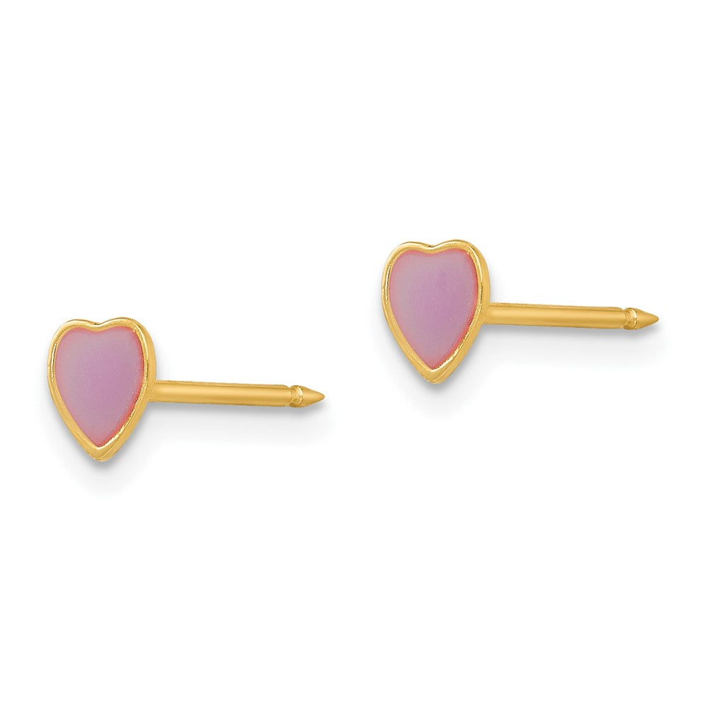 14K Gelbgold Inverness Epoxid Fill Lila Herz Ohrringe