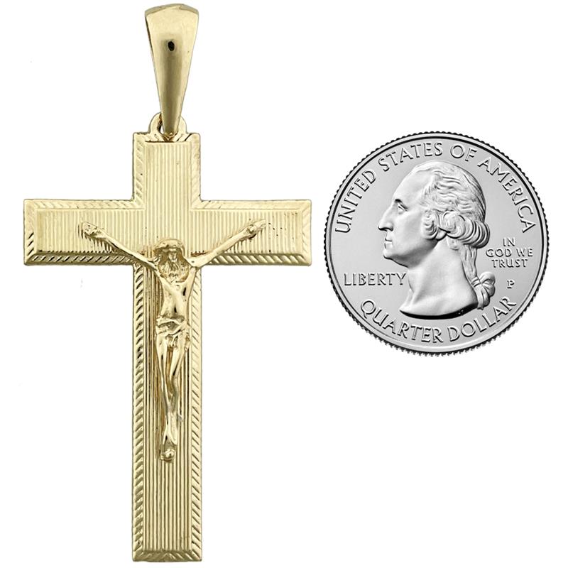 14K Gold Kruzifix-Anhänger, 46 mm
