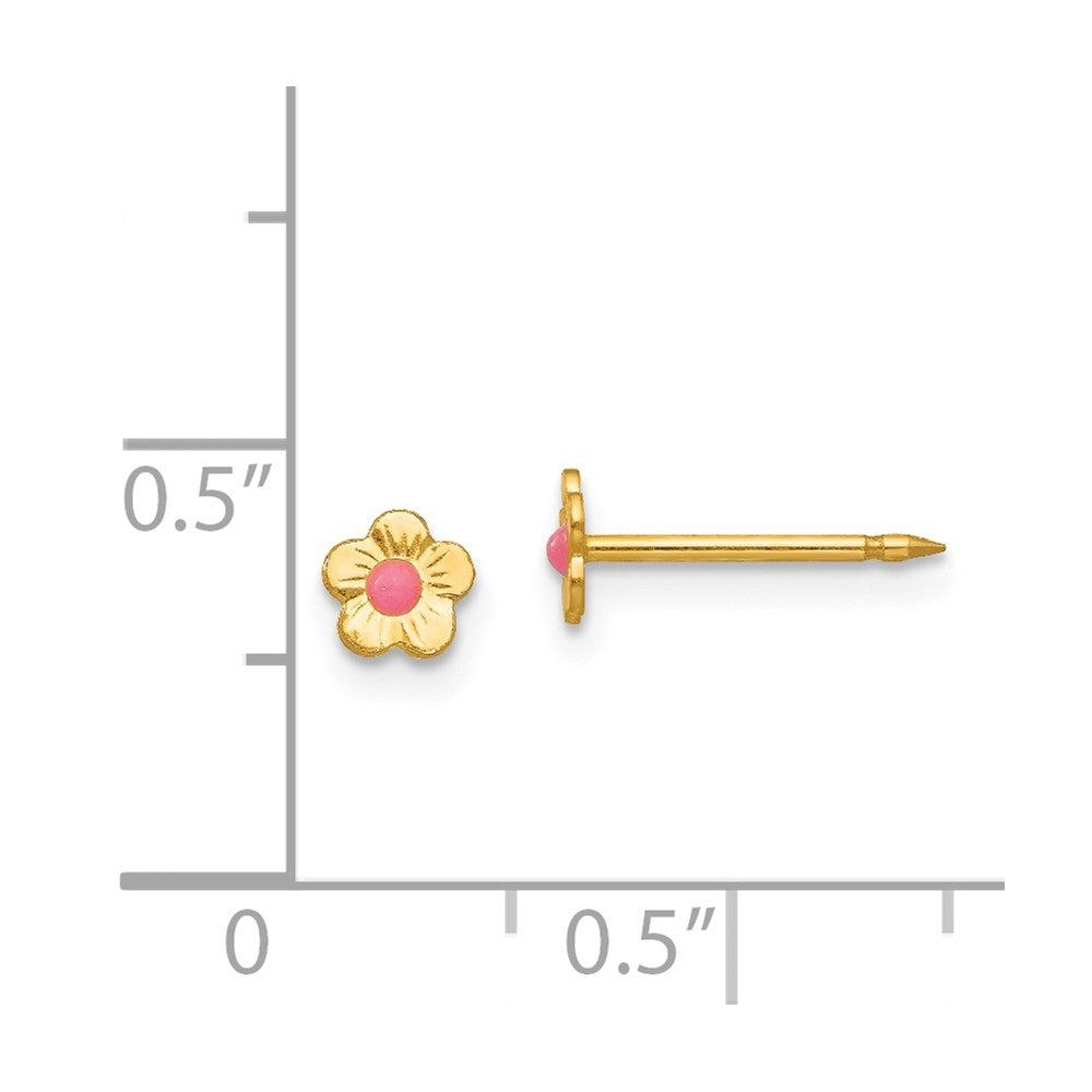 14K Gelbgold Inverness Epoxid Fill Rosa Mini Blume Ohrringe