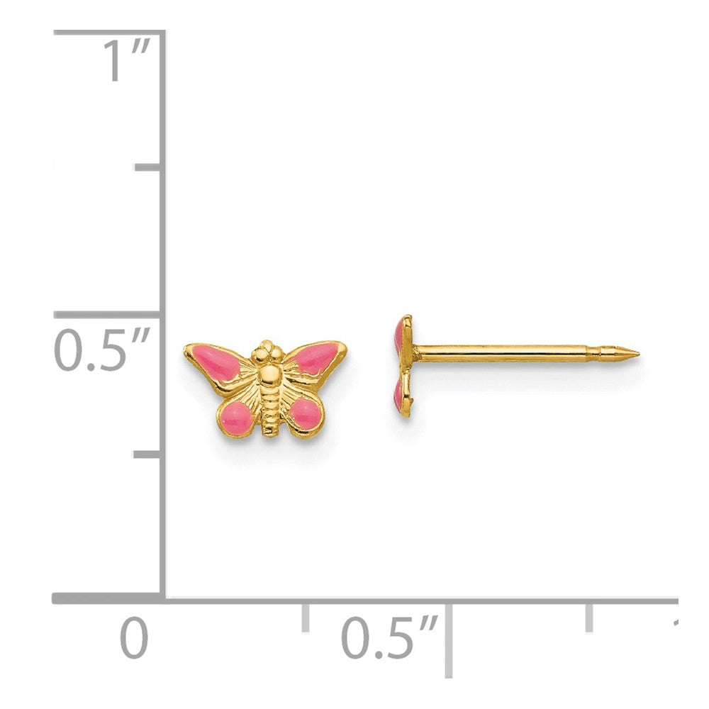 14K Gelbgold Inverness Epoxid Fill Rosa Schmetterling Ohrringe