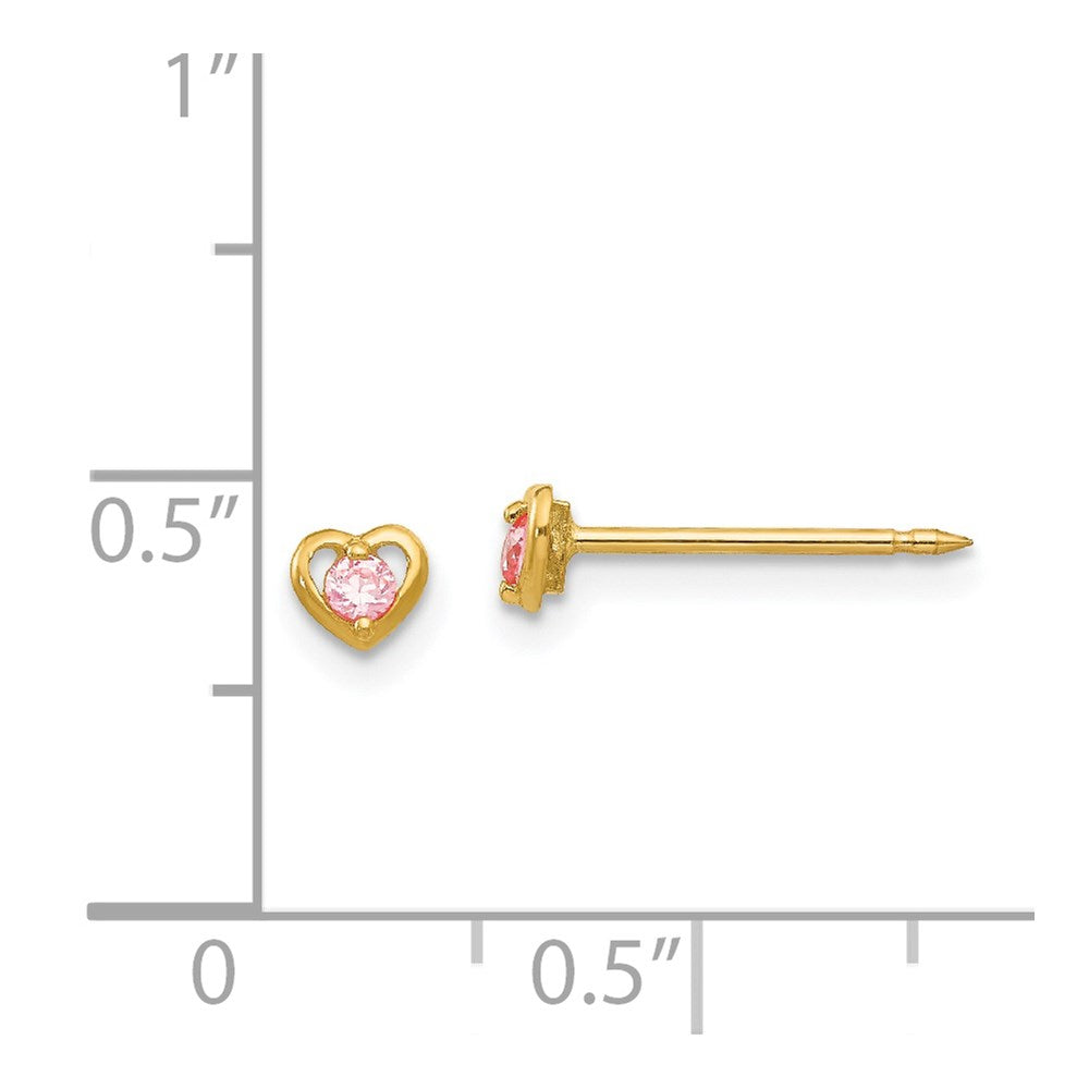 14K Gelbgold Inverness Herz mit Rosa Zirkonia Ohrringe
