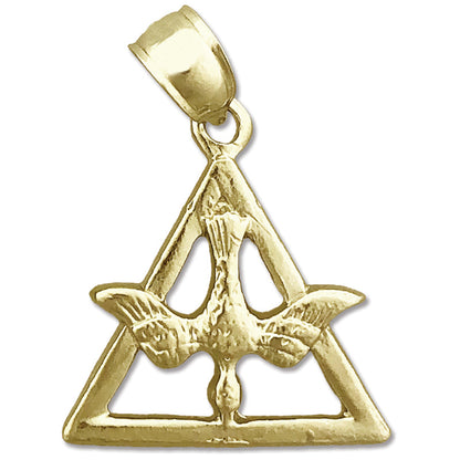 14K Gold Heiliger-Geist-Taube-im-Dreifaltigkeitsdreieck-Charm