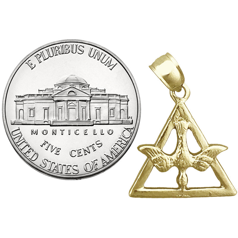 14K Gold Heiliger-Geist-Taube-im-Dreifaltigkeitsdreieck-Charm