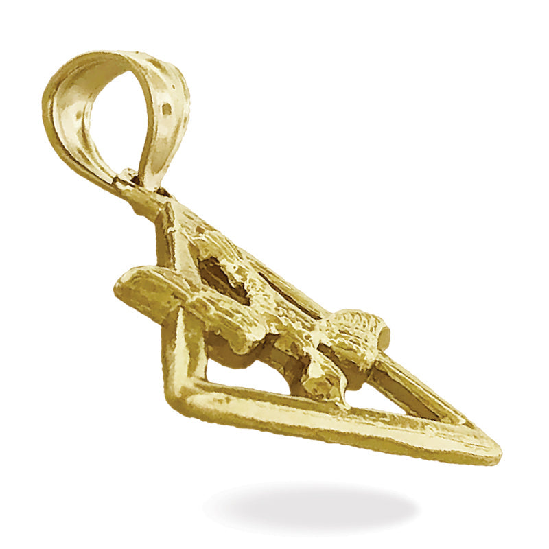 14K Gold Heiliger-Geist-Taube-im-Dreifaltigkeitsdreieck-Charm